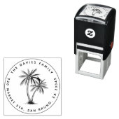 パームツリーズ&ファミリーネームラウンド差出人住所 セルフインキングスタンプ (インサイチュ)