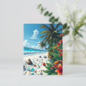 パームツリーズ&海ショアことわざハイ ポストカード (スタンド正面)