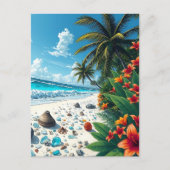 パームツリーズ&海ショアことわざハイ ポストカード (正面)