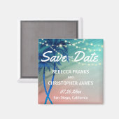 パームツリーセーブザデートマグネット |ティール(緑がかった色)ブルーピーチ マグネット (正面/裏面)