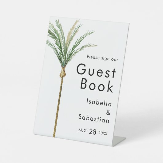パームツリーデスティネーションウェディングゲストブックサイン 台座サイン (正面)