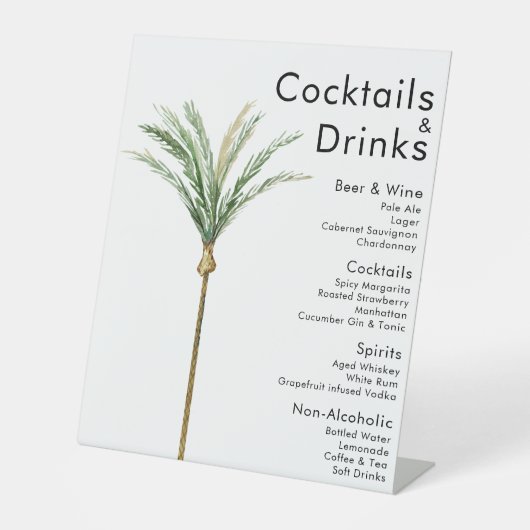 パームツリーデスティネーションウェディングドリンクバー看板 台座サイン (正面)