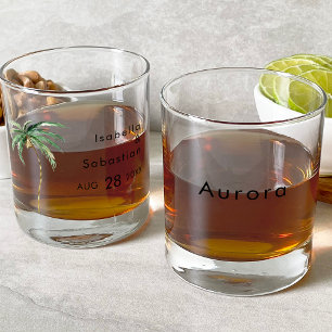 パームツリーデスティネーションウェディングブライダルパーティ ウイスキーグラス
