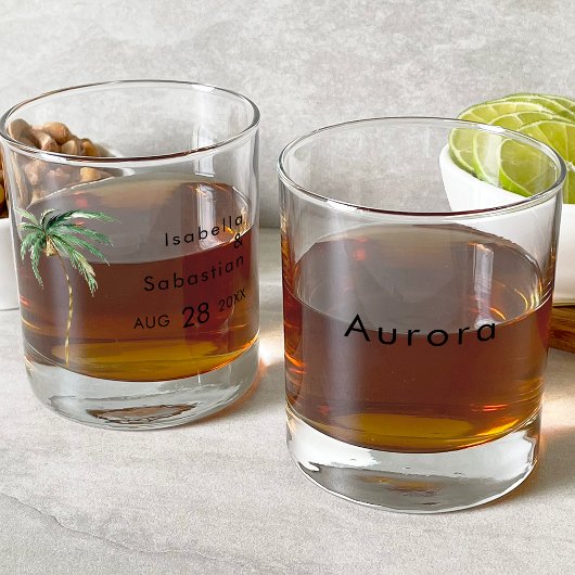 パームツリーデスティネーションウェディングブライダルパーティ ウイスキーグラス