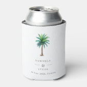 パームツリーデスティネーションウェディング名&日付Can Coo 缶クーラー (缶正面)