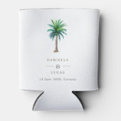 パームツリーデスティネーションウェディング名&日付Can Coo 缶クーラー (正面)