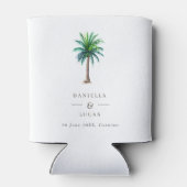 パームツリーデスティネーションウェディング名&日付Can Coo 缶クーラー (裏面)