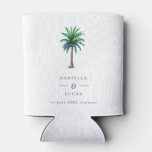 パームツリーデスティネーションウェディング名&日付Can Coo 缶クーラー (裏面)