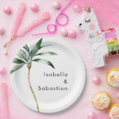 パームツリーデスティネーションウェディング紙プレート ペーパープレート (パーティー)