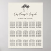 パームツリーデスティネーションウェディング15シーティングチャート ポスター (正面)