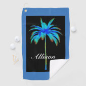 パームツリートロピカカラフルルブルーパーソナライズされた ゴルフタオル (インサイチュ)