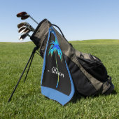 パームツリートロピカカラフルルブルーパーソナライズされた ゴルフタオル (グリーン)