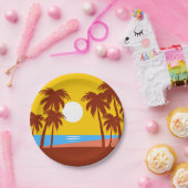 パームツリートロピカルアイランドサンセット ペーパープレート (パーティー)