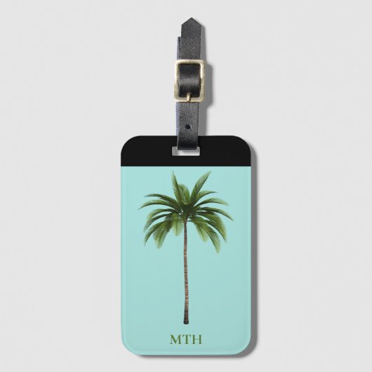 パームツリートロピカルアイランドビーチ任意語  ラゲッジタグ (正面縦)