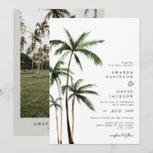 パームツリートロピカルアイランドミニマルビーチウェディングイン 招待状 (正面/裏面)