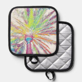 パームツリートロピカルエキゾチッククールアポップ・アートのートデザイン 鍋敷き (正面/裏面)