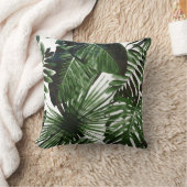 パームツリートロピカルクッションホワイトとグリーン クッション (ブランケット)