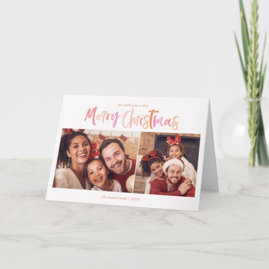 パームツリートロピカルクリスマス2写真折り畳み カード (正面)