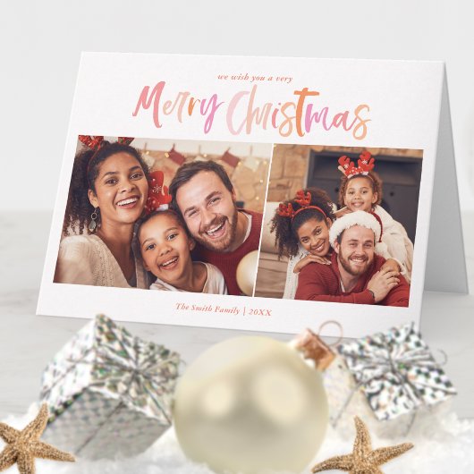 パームツリートロピカルクリスマス2写真折り畳み カード