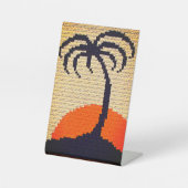 パームツリートロピカルサンセットデザイナークロシェプリント 台座サイン (正面)