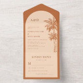 パームツリートロピカルテラコッタ&クリームボホ結婚ズ オールインワン招待状 (内側)