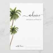 パームツリートロピカルビーチでの目的地ウェディング アドバイスカード (正面)