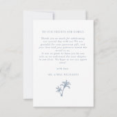 パームツリートロピカルビーチダスティブルー結婚ズ サンキューカード (裏面)