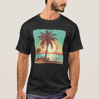 パームツリートロピカルビーチヴィンテージレトロスタイル70s 8 tシャツ