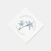 パームツリートロピカルビーチ結婚式ダスティブルー スタンダードカクテルナプキン (角)