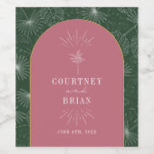 パームツリートロピカルビーチ結婚式 ワインラベル (シングルラベル)