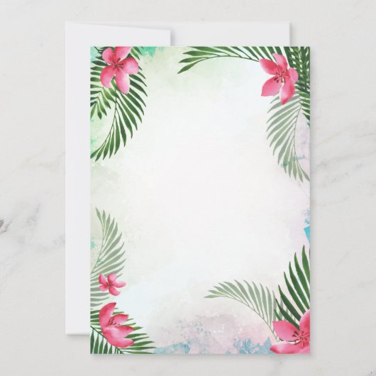 パームツリートロピカルフラワーズサマースウィート16パーティー 招待状 (裏面)