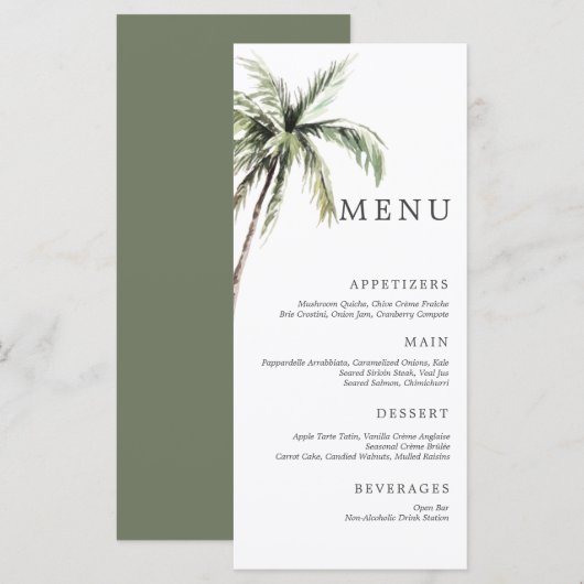 パームツリートロピカル |のミニマル結婚Serifメニュー メニュー (正面/裏面)