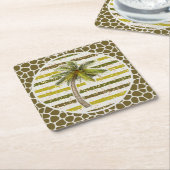 パームツリートロピカル スクエアペーパーコースター (アングル)