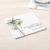パームツリートロピカル |ミニマル結婚s スクエアペーパーコースター (アングル)