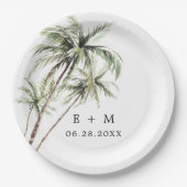 パームツリートロピカル |ミニマル結婚s ペーパープレート (正面)