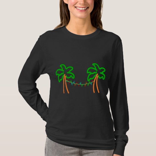 パームツリーネオンクリスマスライト Tシャツ (正面)