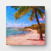 パームツリーハワイビーチヴィンテージ写真オンビーチ時間 フォトプラーク (正面)