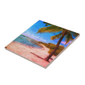 パームツリーハワイヴィンテージ写真オンビーチ時間タイプ タイル (側面)