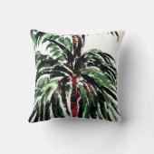 パームツリーパターン水彩インスパイアビーチ クッション (裏面)