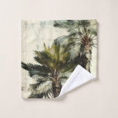パームツリーパターン熱帯風呂タオル バスタオルセット (ウォッシュタオル)