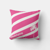 パームツリーパーソナルホットピンクストライプ装飾用クッション クッション (正面)