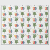 パームツリービジネスロゴホリデークリスマスカード ラッピングペーパー (フラット)