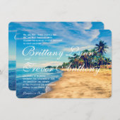 パームツリービーチでの目的地ウェディング招待状 招待状 (正面/裏面)