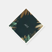 パームツリービーチグリーンアンドゴールドブライダルシャワー スタンダードカクテルナプキン (角)