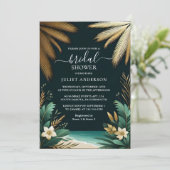 パームツリービーチグリーンアンド金ゴールドブライダルシャワー 招待状 (スタンド正面)