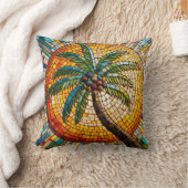 パームツリービーチコースタルモザイク クッション (ブランケット)