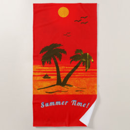 パームツリービーチサマータイム！オレンジビーチタオル ビーチタオル