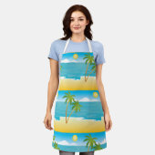 パームツリービーチシーン エプロン (着用した状態)