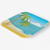 パームツリービーチシーン ペーパープレート (傾斜あり)