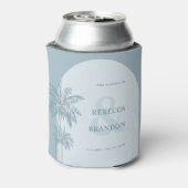 パームツリービーチダスティブルー航海の結婚式の引き出物 缶クーラー (缶裏面)